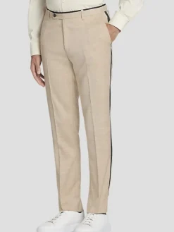 Tuxedos-Paisley &Amp; Gray Slim Fit Sharkskin Tuxedo Pants Camel Shark