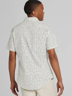 Button Up Shirts|Casual Shirts-Awearness Kenneth Cole Slim Fit Short Sleeve Button Up Shirt Taupe