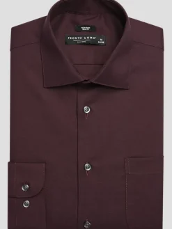 Solid Dress Shirts|White Dress Shirts-Pronto Uomo Slim Fit Solid Sharkskin Dress Shirt Blue Solid