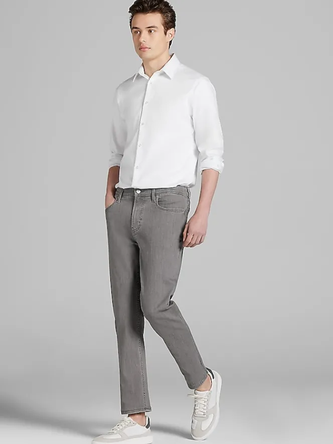 Designer Dress Shirts|Dress Shirts-Calvin Klein Slim Fit Solid Supima Cotton Dress Shirt Black Solid