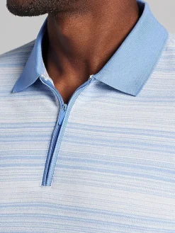 Casual Shirts|Polos-Awearness Kenneth Cole Slim Fit Space Dye Stripe Polo Black/Navy