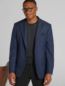 Sport Coats|Sport Coats-Calvin Klein Slim Fit Sport Coat Blue Plaid