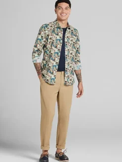 Button Up Shirts|Long Sleeve Button Up Shirts-Paisley &Amp; Gray Slim Fit Streak Button Up Shirt Brown And Bronze