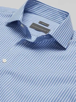 Patterned Dress Shirts|Dress Shirts-Wilke-Rodriguez Slim Fit Stripe Dress Shirt Blue