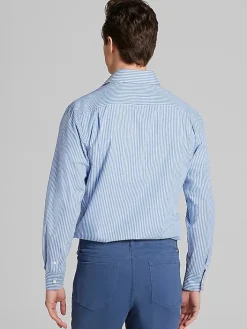 Patterned Dress Shirts|Dress Shirts-Wilke-Rodriguez Slim Fit Stripe Dress Shirt Blue