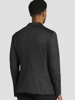 Sport Coats|Sport Coats-Awearness Kenneth Cole Slim Fit Stripe Knit Sport Coat Black Basic Stripe