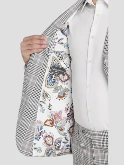 3-piece Suits|Suit Separates-Paisley &Amp; Gray Slim Fit Suit  Jacket Black/White Plaid