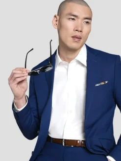 3-piece Suits|Suit Separates-Wilke-Rodriguez Slim Fit Suit Jacket Blue Solid