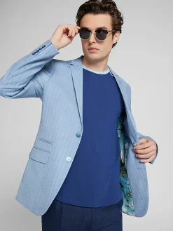 3-piece Suits|Suit Separates-Paisley &Amp; Gray Slim Fit Suit Stripe Jacket Blue Stripe