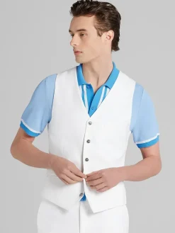 Big & Tall Suits|Vests-Paisley &Amp; Gray Slim Fit Suit Vest White Shark