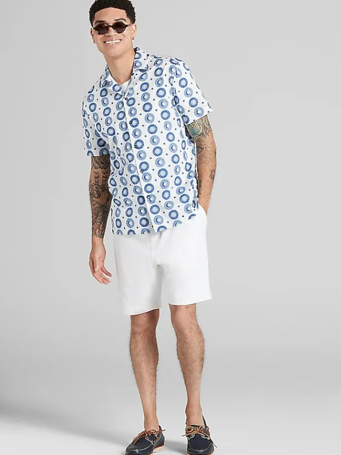 Button Up Shirts-Paisley &Amp; Gray Slim Fit Sun & Moon Camp Shirt White