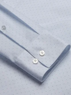 Designer Dress Shirts|Patterned Dress Shirts-Calvin Klein Slim Fit Supima Cotton Dress Shirt Light Blue Check