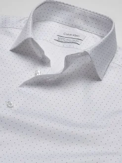 Patterned Dress Shirts|Designer Dress Shirts-Calvin Klein Slim Fit Supima Cotton Stretch Dress Shirt Sage