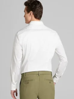 Patterned Dress Shirts|Designer Dress Shirts-Calvin Klein Slim Fit Supima Cotton Stretch Dress Shirt Sage