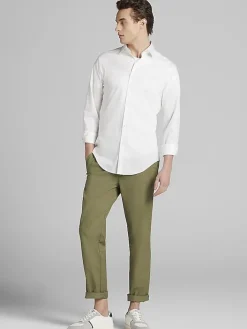 Patterned Dress Shirts|Designer Dress Shirts-Calvin Klein Slim Fit Supima Cotton Stretch Dress Shirt Sage
