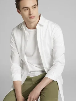 Patterned Dress Shirts|Designer Dress Shirts-Calvin Klein Slim Fit Supima Cotton Stretch Dress Shirt Sage