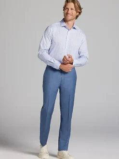 Big & Tall Dress Shirts|Patterned Dress Shirts-Wilke-Rodriguez Slim Fit Tattersall Plaid Dress Shirt Pink/Blue