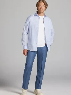 Big & Tall Dress Shirts|Patterned Dress Shirts-Wilke-Rodriguez Slim Fit Tattersall Plaid Dress Shirt Pink/Blue