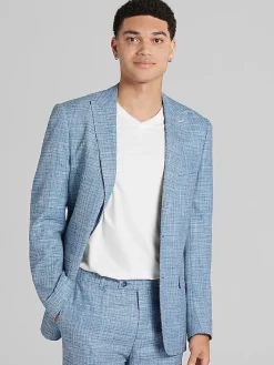 3-piece Suits|Suit Separates-Paisley &Amp; Gray Slim Fit Textured Crosshatch Suit Jacket Lt Blue Texture