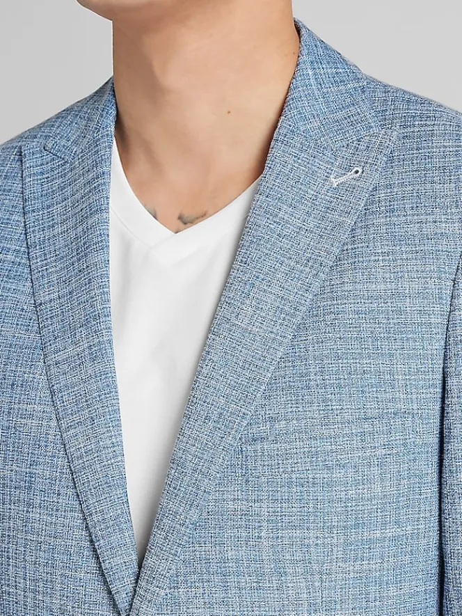 3-piece Suits|Suit Separates-Paisley &Amp; Gray Slim Fit Textured Crosshatch Suit Jacket Lt Blue Texture