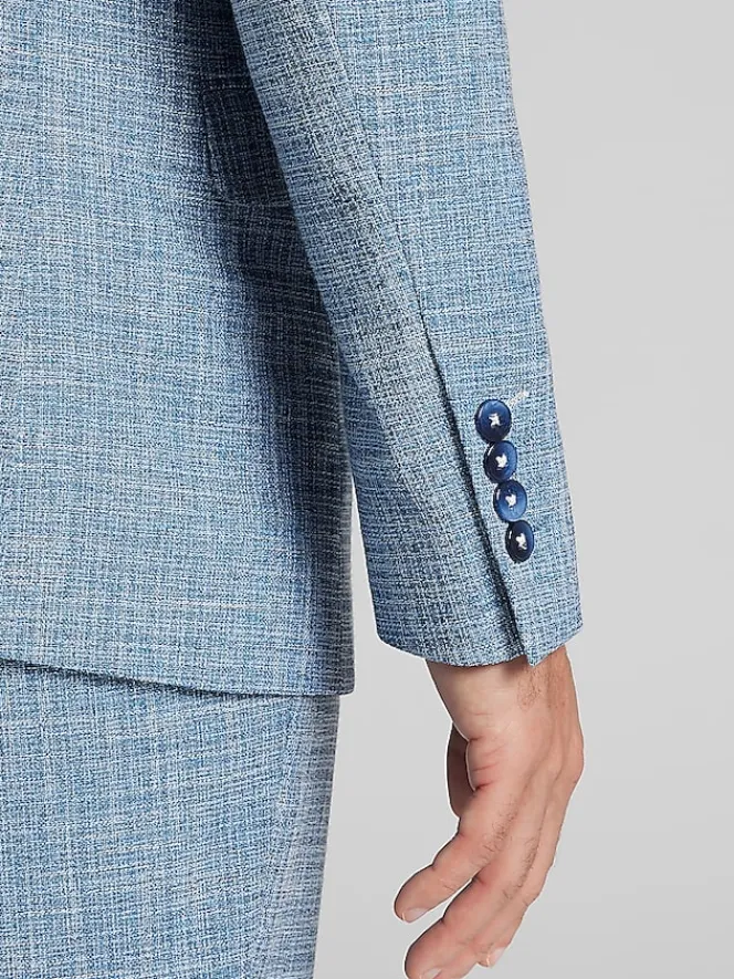 3-piece Suits|Suit Separates-Paisley &Amp; Gray Slim Fit Textured Crosshatch Suit Jacket Lt Blue Texture