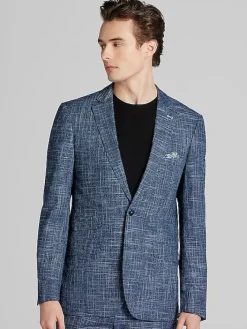 3-piece Suits|Suit Separates-Paisley &Amp; Gray Slim Fit Textured Crosshatch Suit Jacket Navy Texture