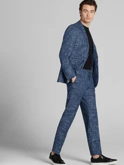 3-piece Suits|Suit Separates-Paisley &Amp; Gray Slim Fit Textured Crosshatch Suit Jacket Navy Texture