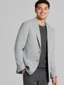 Sport Coats|Sport Coats-JOE Joseph Abboud Slim Fit Textured Sport Coat Light Grey Texture