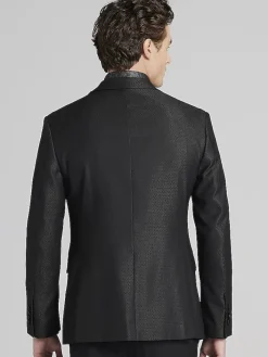 Dinner Jackets-Egara Slim Fit Tic Dinner Jacket Black Tic Weave