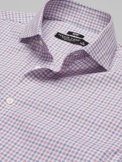Patterned Dress Shirts|Dress Shirts-Pronto Uomo Slim Fit Track Tattersall Dress Shirt Pink