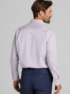 Patterned Dress Shirts|Dress Shirts-Pronto Uomo Slim Fit Track Tattersall Dress Shirt Pink
