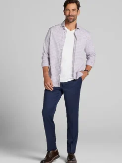 Patterned Dress Shirts|Dress Shirts-Pronto Uomo Slim Fit Track Tattersall Dress Shirt Pink