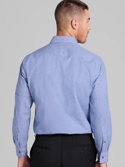 Big & Tall Dress Shirts|Patterned Dress Shirts-Awearness Kenneth Cole Slim Fit Ultra Performance Stretch Micro Check Dress Shirt Bright Blue