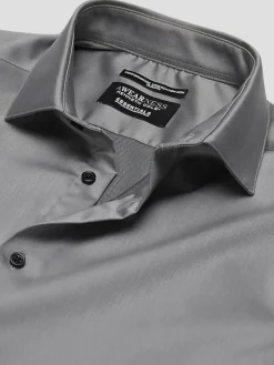 Designer Dress Shirts|Dress Shirts-Awearness Kenneth Cole Slim Fit Ultra Performance Stretch Solid Dress Shirt Charcoal