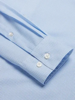 Designer Dress Shirts|Patterned Dress Shirts-Awearness Kenneth Cole Slim Fit Ultra Performance Stretch Grid Dress Shirt Lt Blue