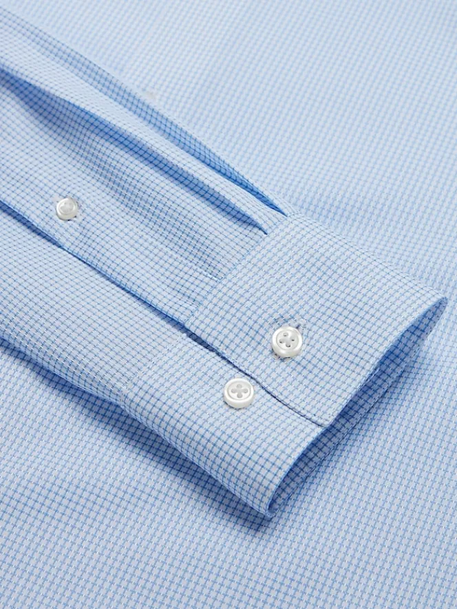 Designer Dress Shirts|Patterned Dress Shirts-Awearness Kenneth Cole Slim Fit Ultra Performance Stretch Grid Dress Shirt Lt Blue