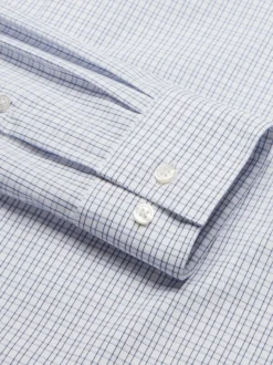 Designer Dress Shirts|Dress Shirts-Awearness Kenneth Cole Slim Fit Ultra Performance Stretch Mini Plaid Dress Shirt Lt Blue/Navy