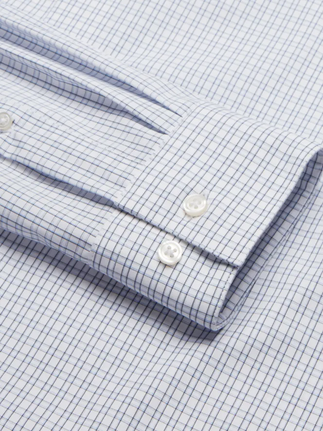 Designer Dress Shirts|Dress Shirts-Awearness Kenneth Cole Slim Fit Ultra Performance Stretch Mini Plaid Dress Shirt Lt Blue/Navy