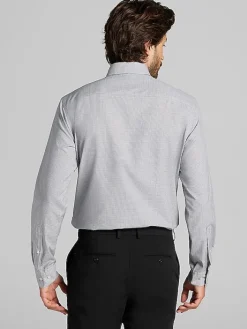 Designer Dress Shirts|Dress Shirts-Awearness Kenneth Cole Slim Fit Ultra Performance Stretch Mini Plaid Dress Shirt Grey