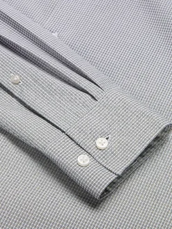 Designer Dress Shirts|Dress Shirts-Awearness Kenneth Cole Slim Fit Ultra Performance Stretch Mini Plaid Dress Shirt Grey