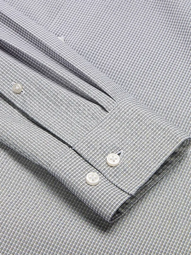 Designer Dress Shirts|Dress Shirts-Awearness Kenneth Cole Slim Fit Ultra Performance Stretch Mini Plaid Dress Shirt Grey