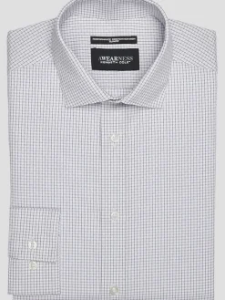 Designer Dress Shirts|Dress Shirts-Awearness Kenneth Cole Slim Fit Ultra Performance Stretch Mini Dobby Check Dress Shirt Purple