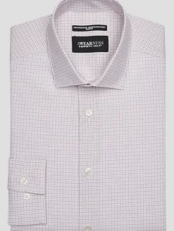 Patterned Dress Shirts|Designer Dress Shirts-Awearness Kenneth Cole Slim Fit Ultra Performance Stretch Small Check Dress Shirt Lt Green Check