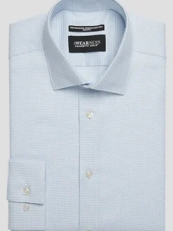 Patterned Dress Shirts|Designer Dress Shirts-Awearness Kenneth Cole Slim Fit Ultra Performance Stretch Dobby Mini Check Dress Shirt Gray Check