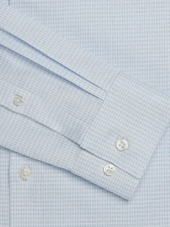 Patterned Dress Shirts|Designer Dress Shirts-Awearness Kenneth Cole Slim Fit Ultra Performance Stretch Dobby Mini Check Dress Shirt Gray Check