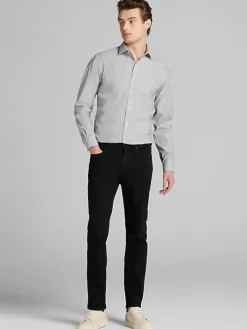 Patterned Dress Shirts|Designer Dress Shirts-Awearness Kenneth Cole Slim Fit Ultra Performance Stretch Dobby Check Dress Shirt Grey