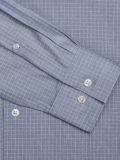 Patterned Dress Shirts|Designer Dress Shirts-Awearness Kenneth Cole Slim Fit Ultra Performance Stretch Grid Dress Shirt Blue