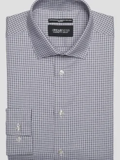 Patterned Dress Shirts|Designer Dress Shirts-Awearness Kenneth Cole Slim Fit Ultra Performance Stretch Dobby Check Dress Shirt Lavender