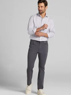 Patterned Dress Shirts|Designer Dress Shirts-Awearness Kenneth Cole Slim Fit Ultra Performance Stretch Multistripe Dress Shirt Purple