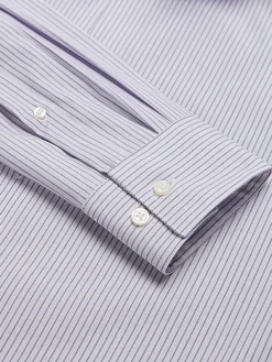 Patterned Dress Shirts|Designer Dress Shirts-Awearness Kenneth Cole Slim Fit Ultra Performance Stretch Multistripe Dress Shirt Purple